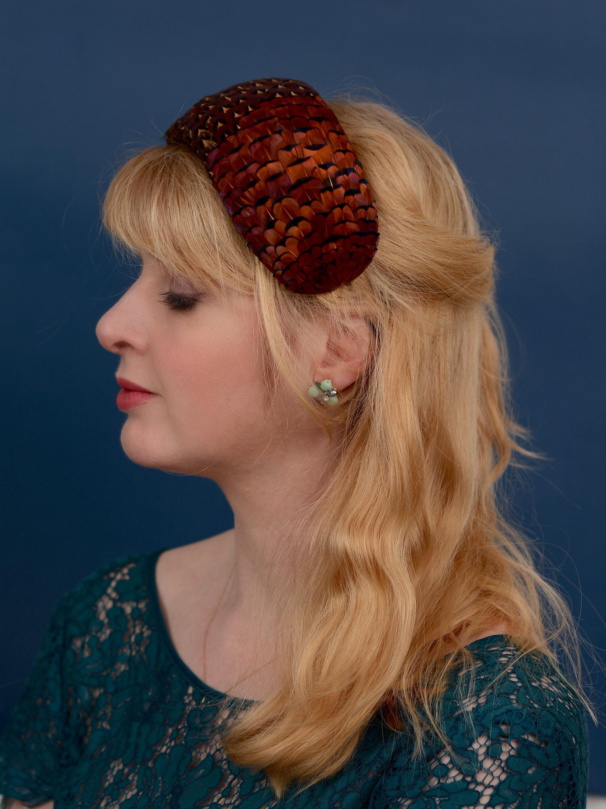 Copper Pheasant Feather Bandeau Headband Fascinator | Pheasant Feather Hat | Wedding Fascinator