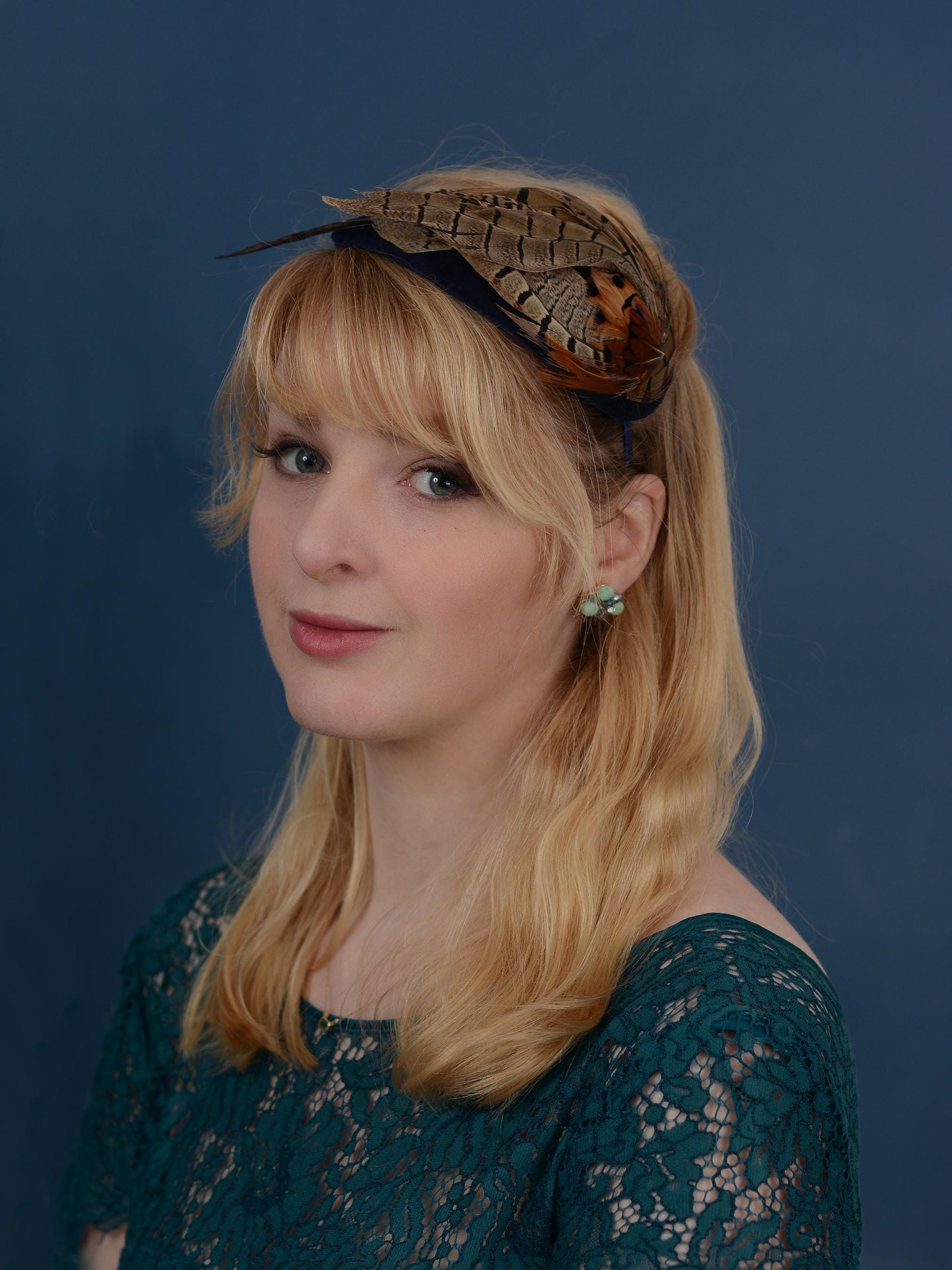 Face Hugger Feather Fascinator in Black Silk and Black Pheasant Feathers | Black Feather Hat | Wedding Fascinator