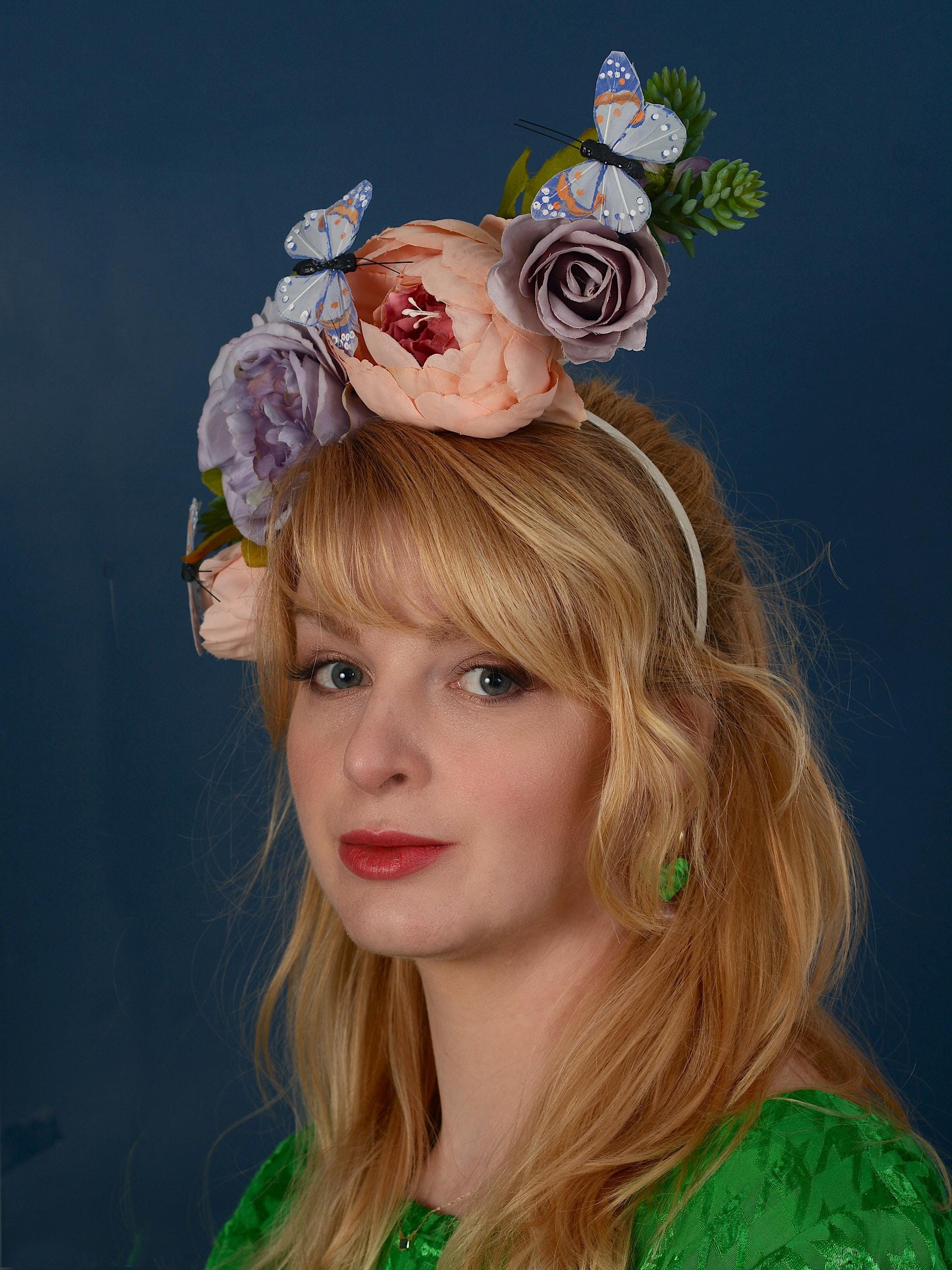 Sculptural Flower Headpiece in Blush Pink and Lilac | Flower Crown | Flower Headband | Wedding Headpiece | Races Headpiece