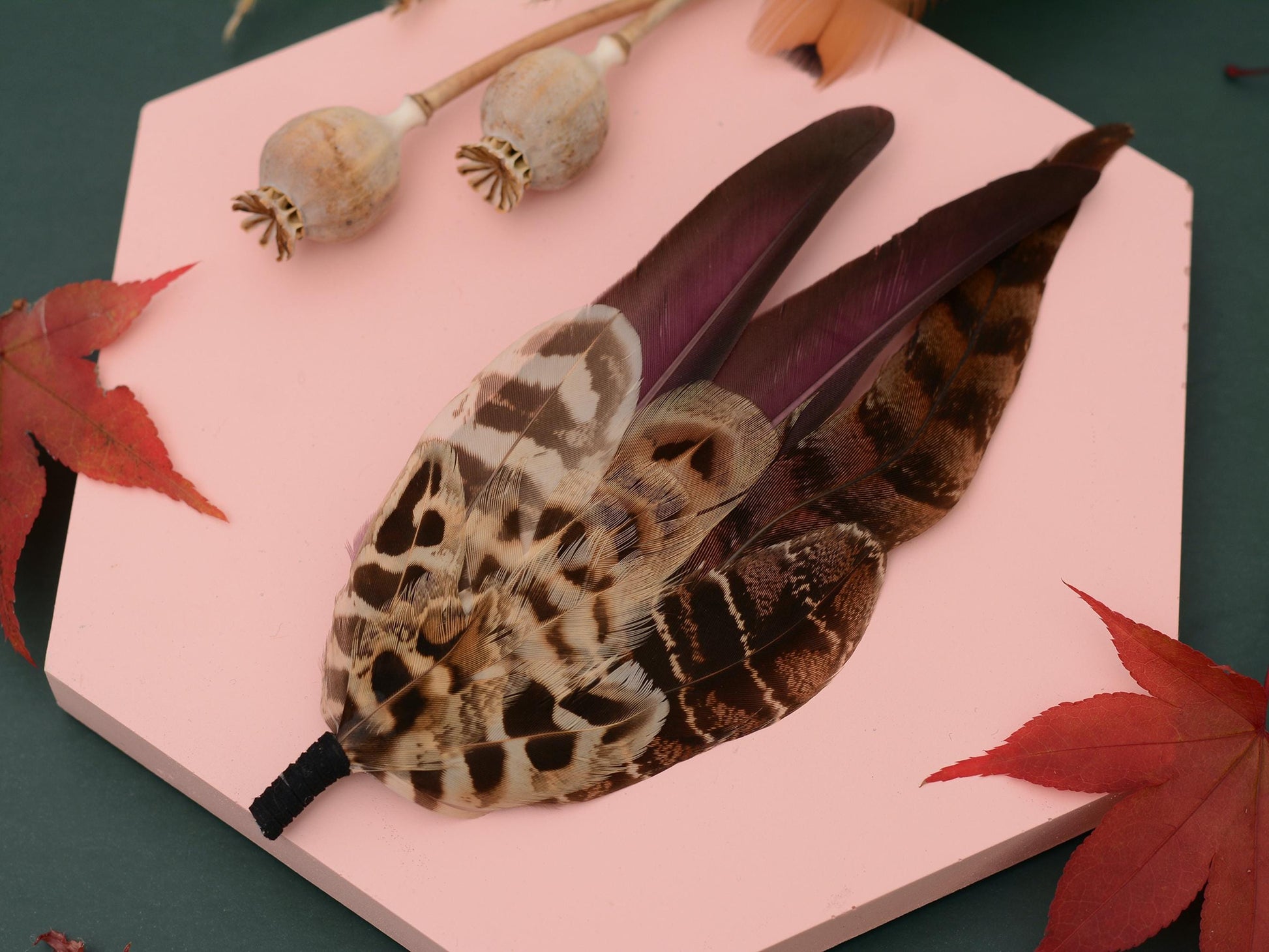 Large Pheasant Feather Hat Pin in Purple No.312 | Unique Pheasant Feather Boutonniere | Large Feather Brooch