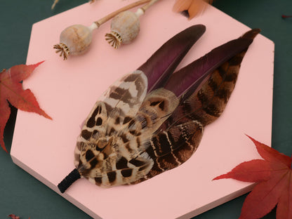 Large Pheasant Feather Hat Pin in Purple No.312 | Unique Pheasant Feather Boutonniere | Large Feather Brooch