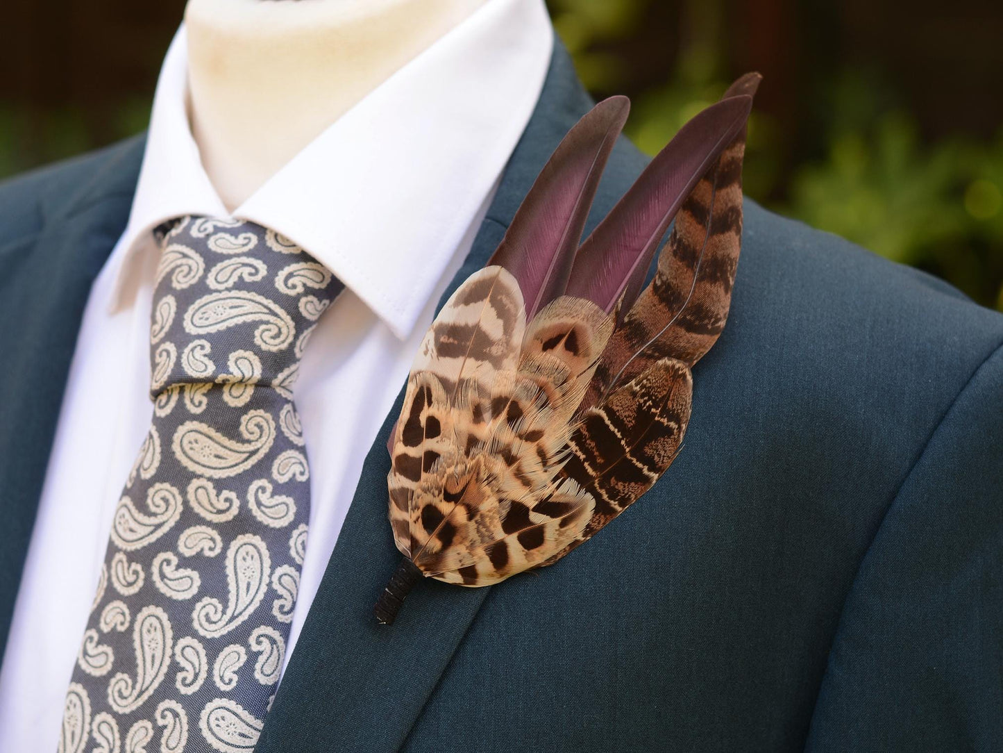 Large Pheasant Feather Hat Pin in Purple No.312 | Unique Pheasant Feather Boutonniere | Large Feather Brooch