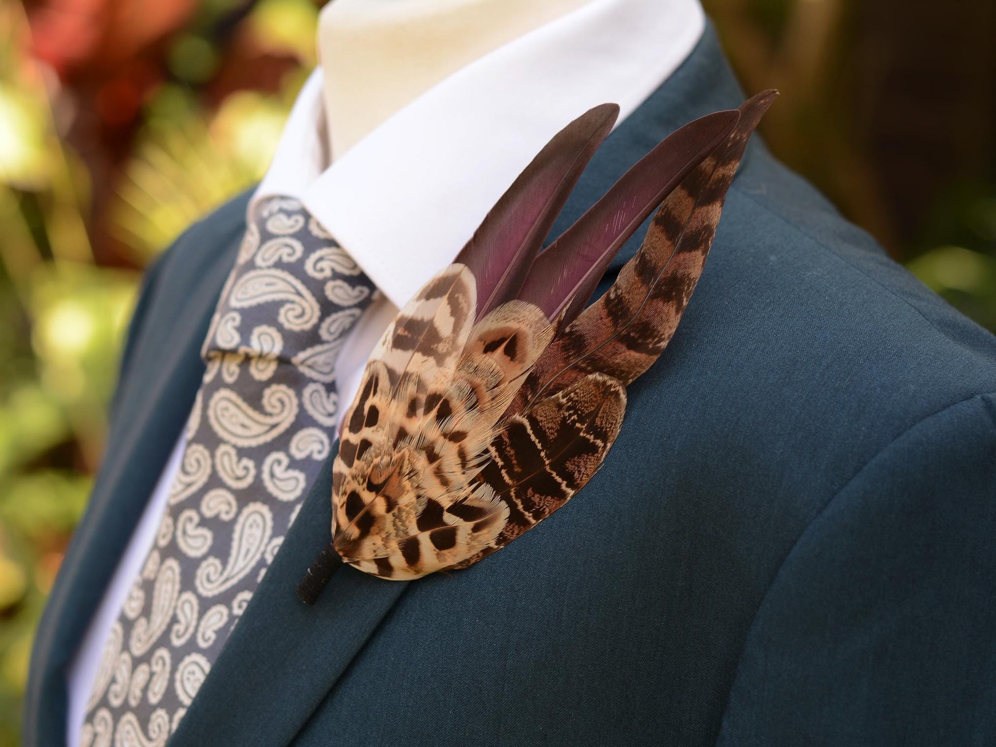 Large Pheasant Feather Hat Pin in Purple No.312 | Unique Pheasant Feather Boutonniere | Large Feather Brooch