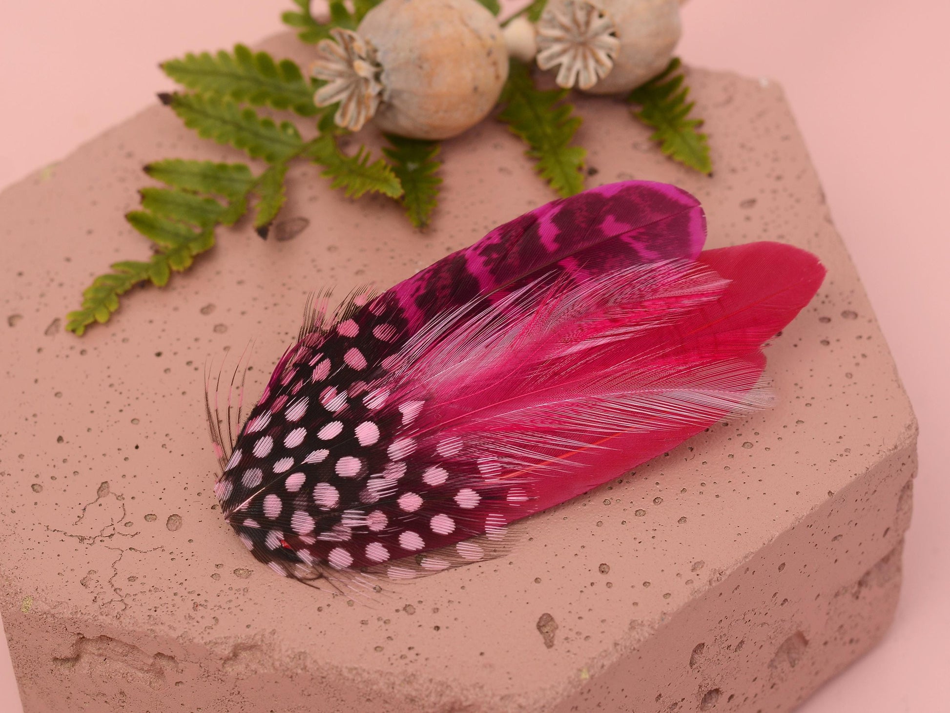 Shades of Pink Feather Hair Clip No.121 | Pink Feather Fascinator | Pink Feather Headpiece