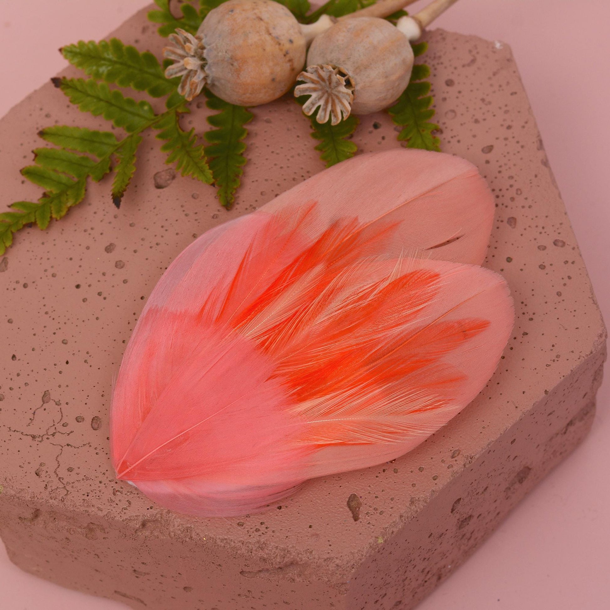 Feather Hair Clip in Coral and Flamingo Pink | Feather Fascinator | Feather Headpiece | Bridal Hair Clip | Bridesmaids Hair Clip