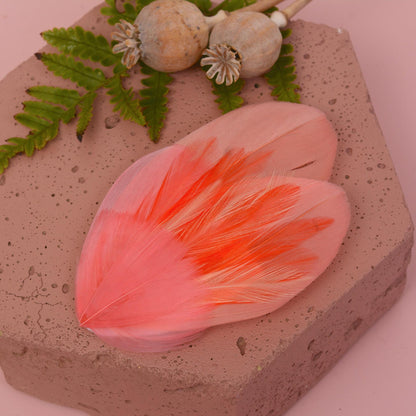 Feather Hair Clip in Coral and Flamingo Pink | Feather Fascinator | Feather Headpiece | Bridal Hair Clip | Bridesmaids Hair Clip
