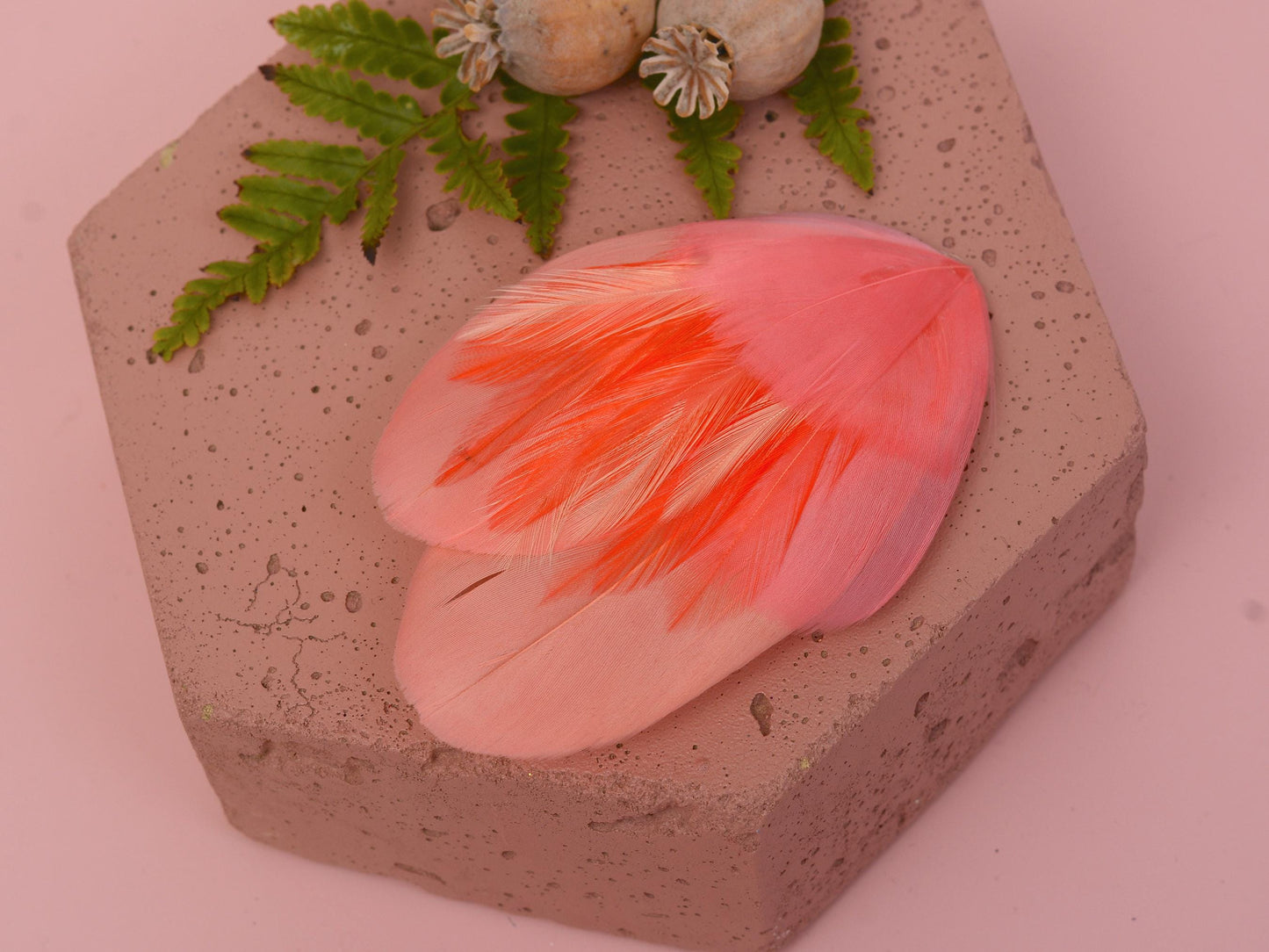 Feather Hair Clip in Coral and Flamingo Pink | Feather Fascinator | Feather Headpiece | Bridal Hair Clip | Bridesmaids Hair Clip
