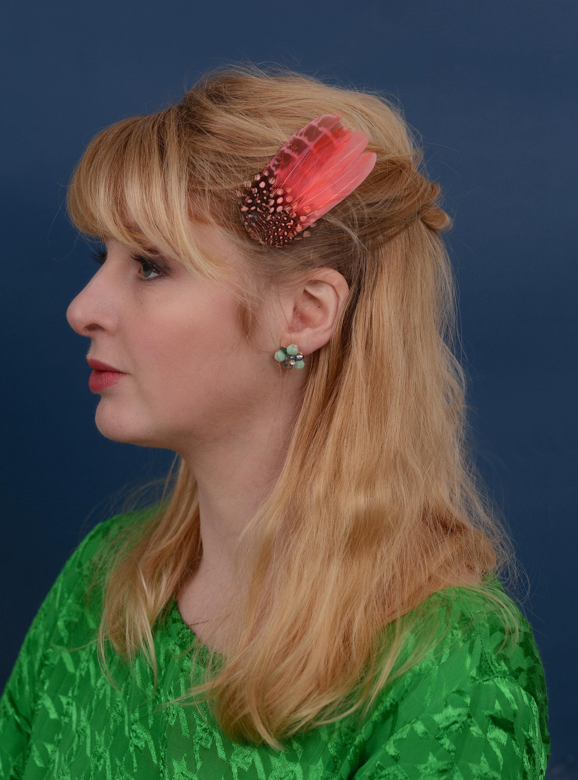 Coral and Blush Pink Feather Hair Clip | Pink Feather Fascinator | Pink Feather Headpiece