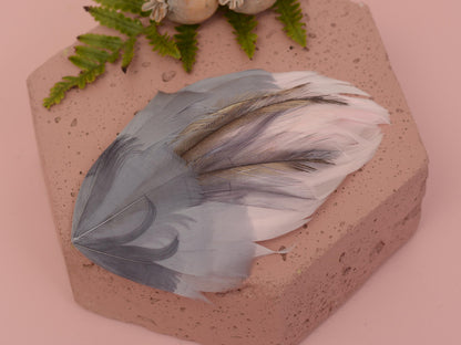 Feather Hair Clip in Silver Grey and Blush Pink | Feather Fascinator | Feather Headpiece | Wedding Fascinator | Bridal Headpiece