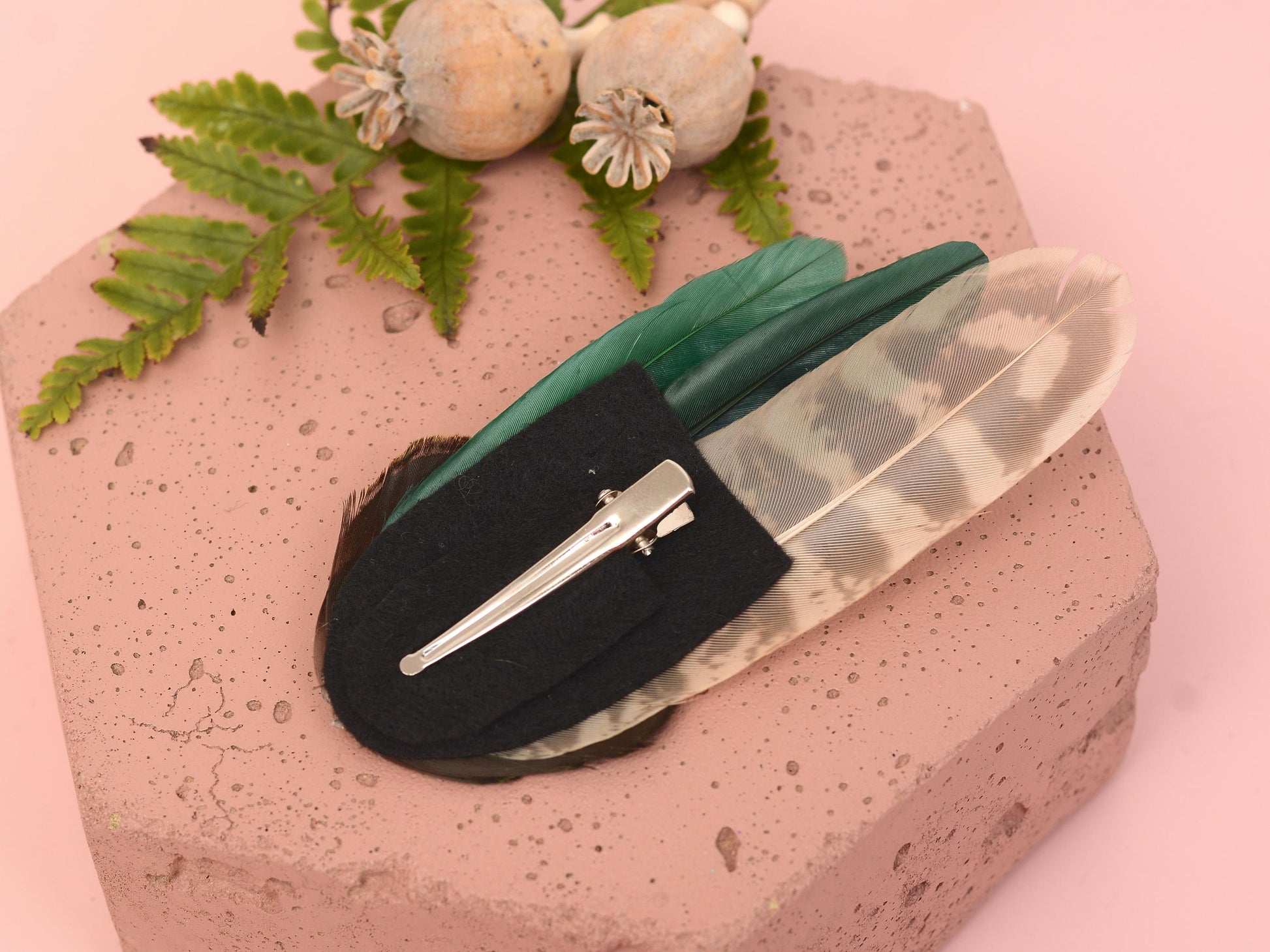 Bottle Green Feather Hair Clip | Pheasant Feather Hair Clip | Feather Fascinator | Bridal | Bridesmaid Hair Clip | Wedding Fascinator