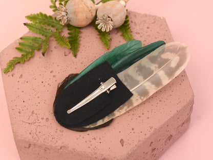 Bottle Green Feather Hair Clip | Pheasant Feather Hair Clip | Feather Fascinator | Bridal | Bridesmaid Hair Clip | Wedding Fascinator