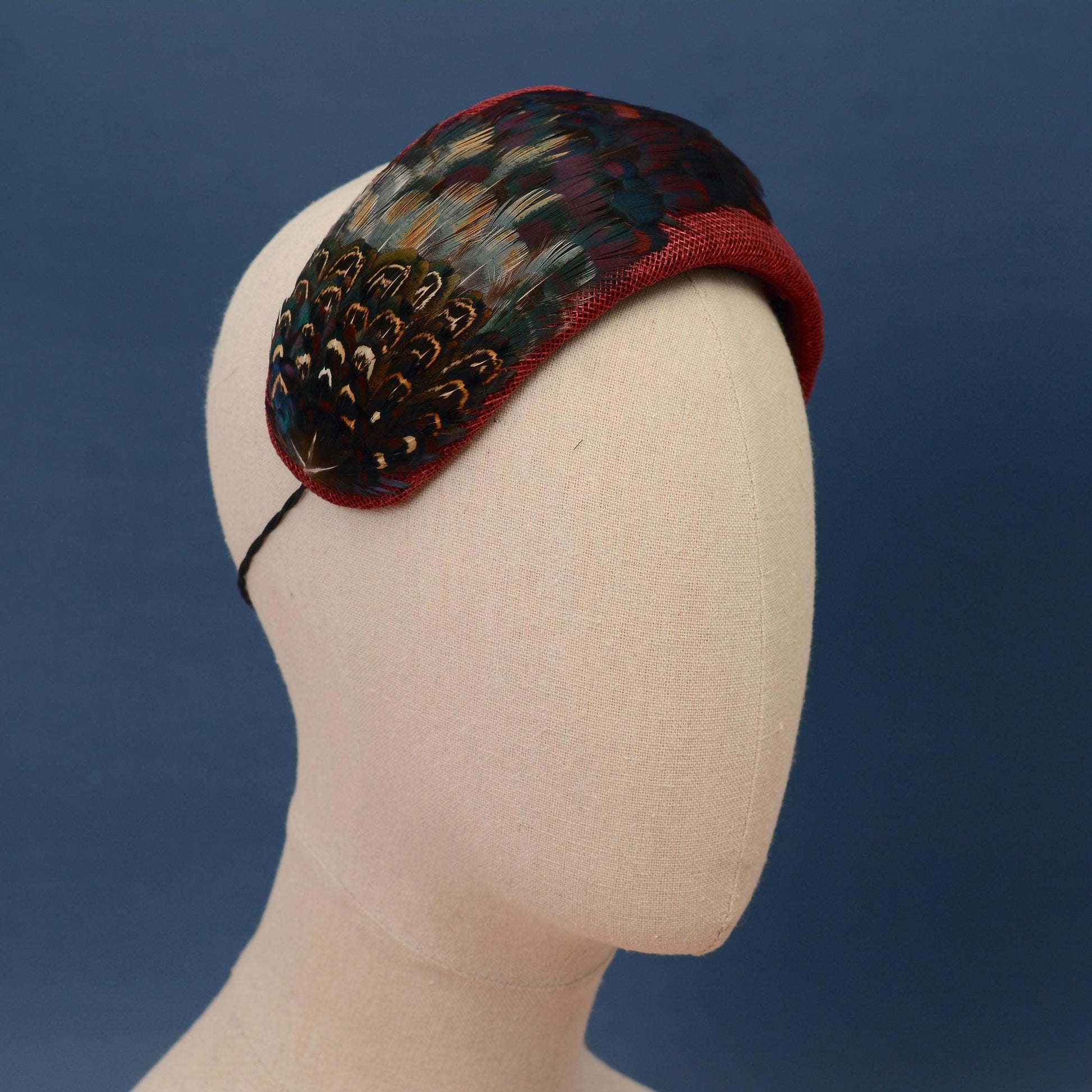 Burgundy and Pheasant Feather Bandeau Headband Fascinator | Pheasant Feather Hat | Wedding Fascinator