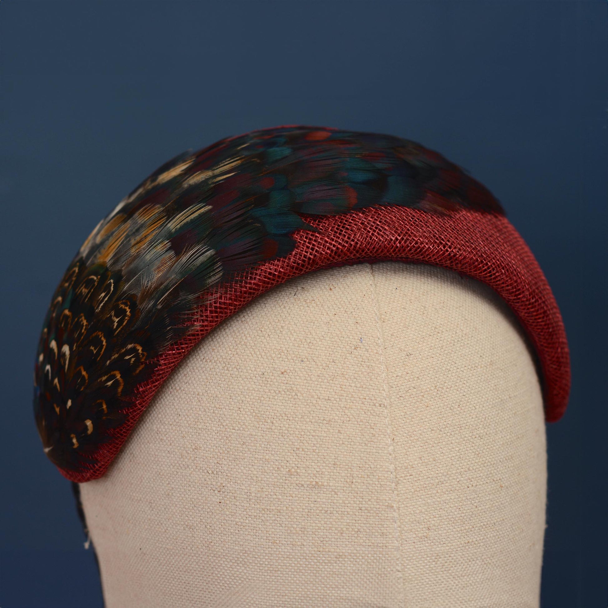 Burgundy and Pheasant Feather Bandeau Headband Fascinator | Pheasant Feather Hat | Wedding Fascinator