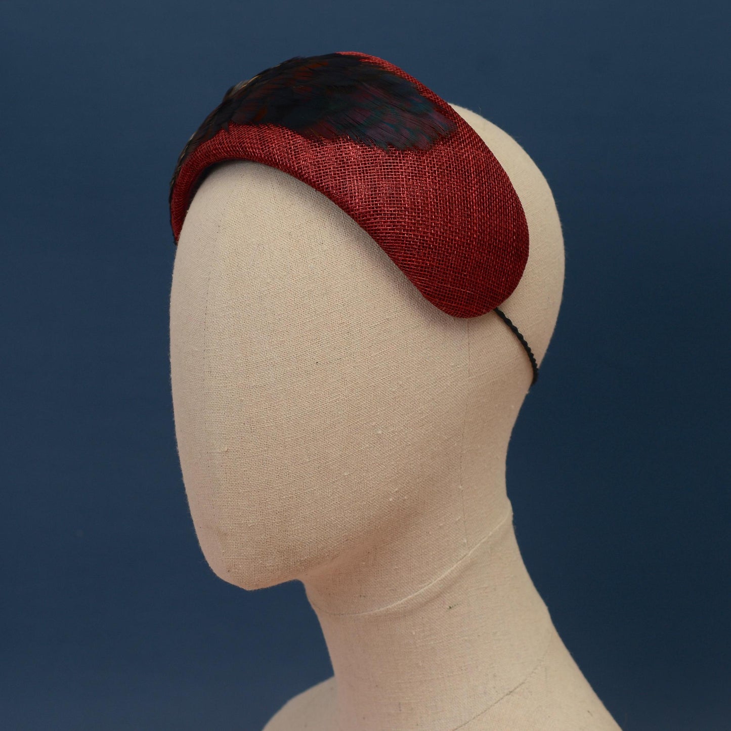 Burgundy and Pheasant Feather Bandeau Headband Fascinator | Pheasant Feather Hat | Wedding Fascinator