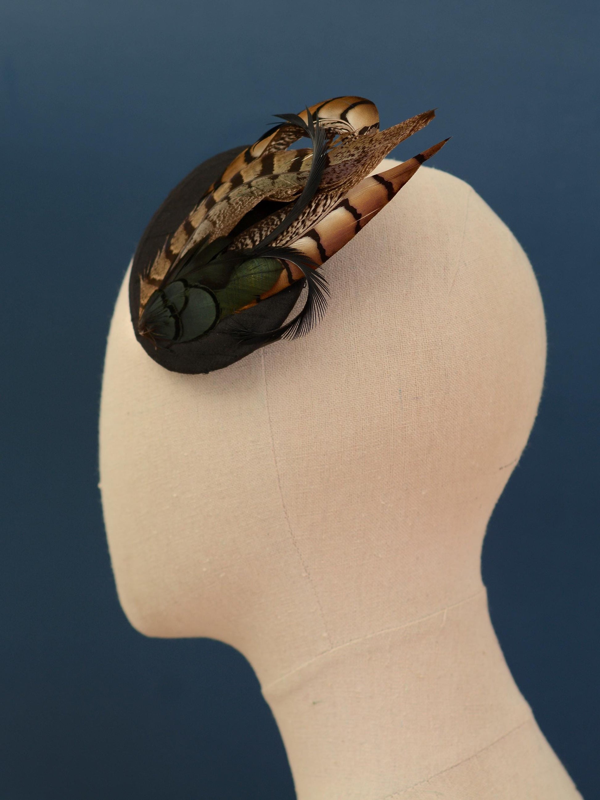Black Pheasant Feather Fascinator | Black Feather Hat | Wedding Fascinator | Black Fascinator