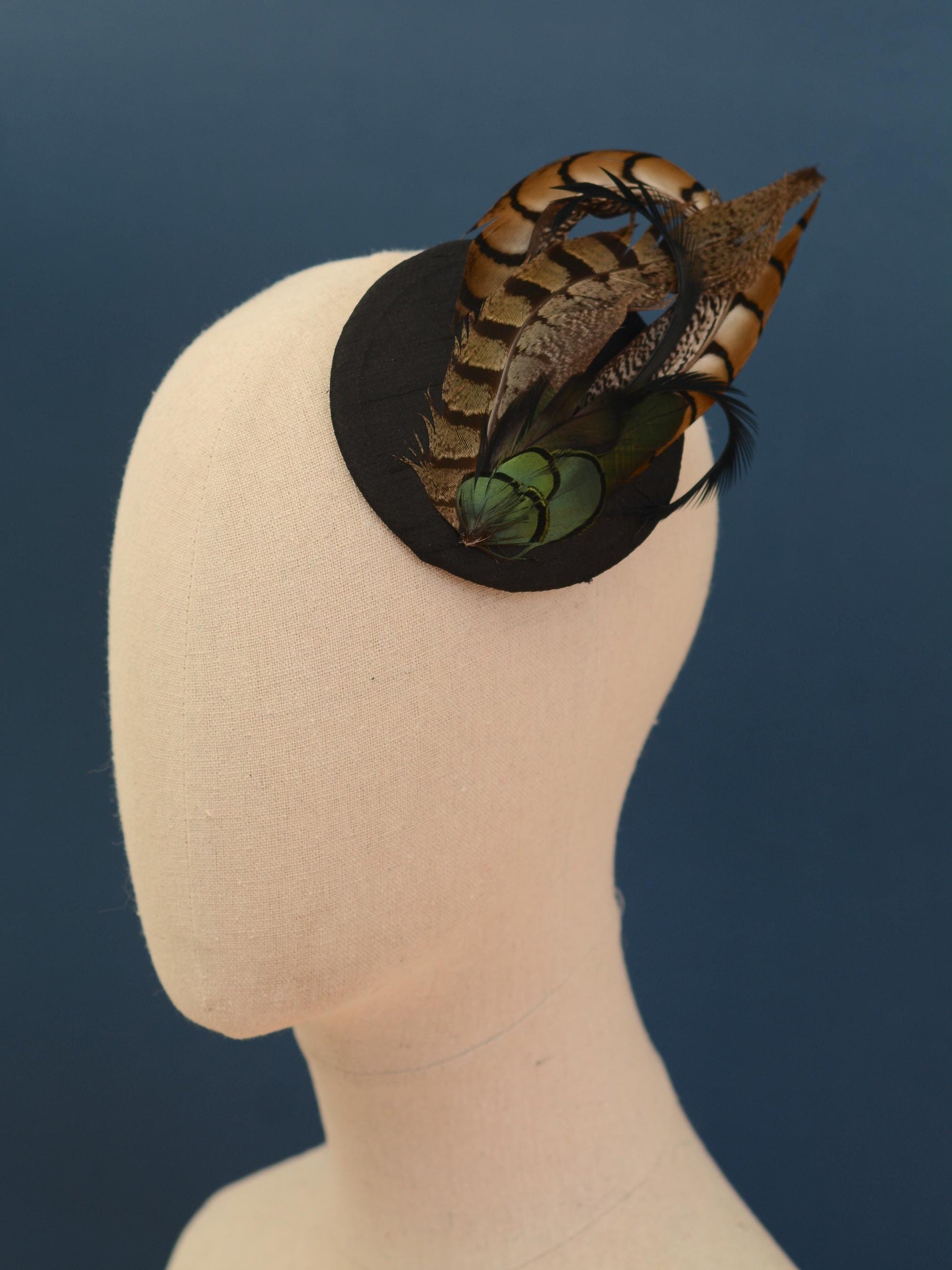 Black Pheasant Feather Fascinator | Black Feather Hat | Wedding Fascinator | Black Fascinator