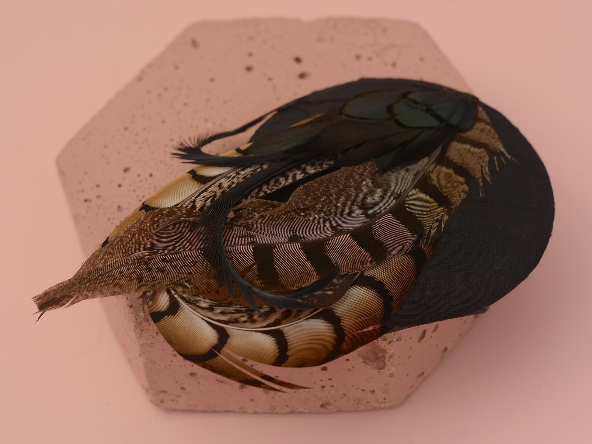 Black Pheasant Feather Fascinator | Black Feather Hat | Wedding Fascinator | Black Fascinator