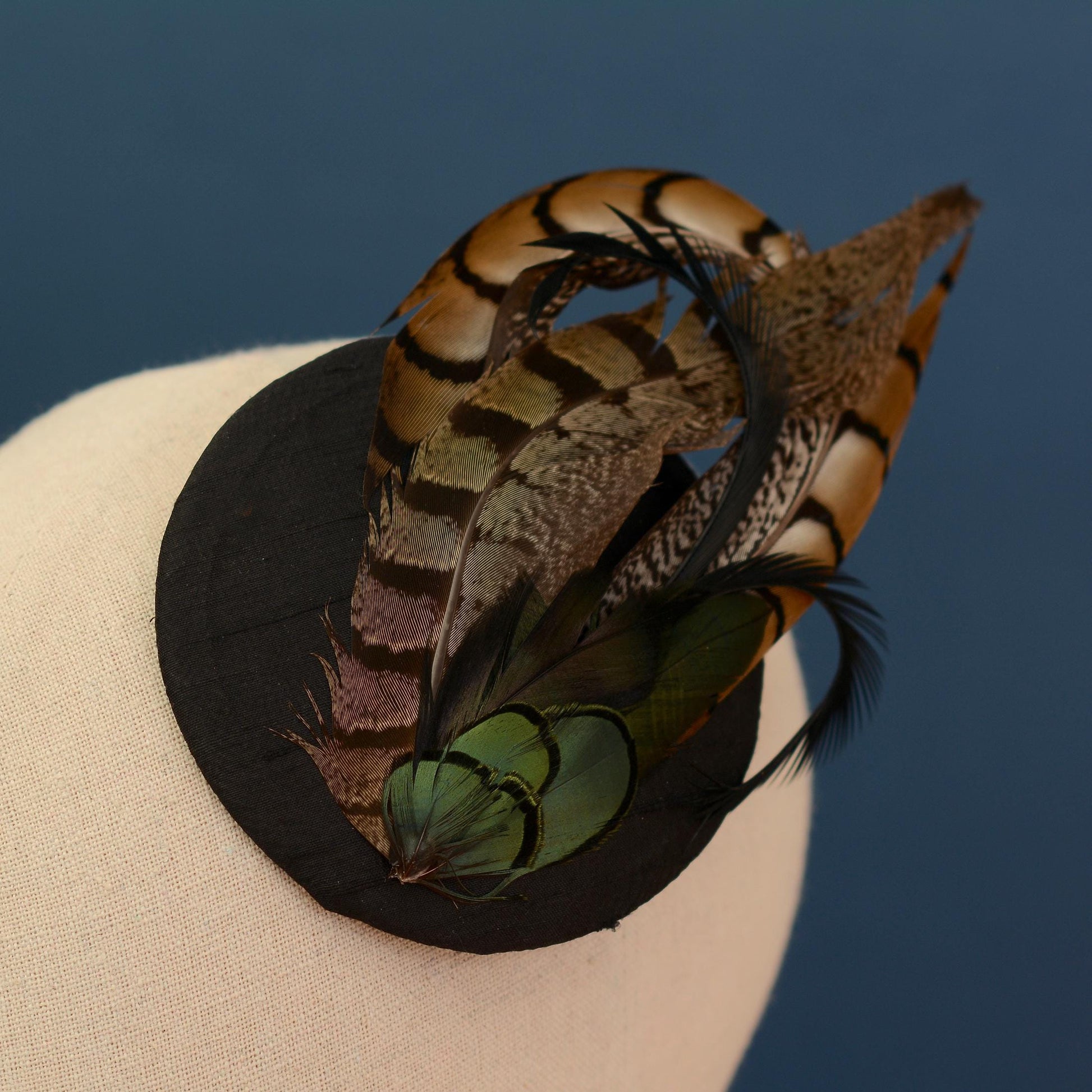 Black Pheasant Feather Fascinator | Black Feather Hat | Wedding Fascinator | Black Fascinator