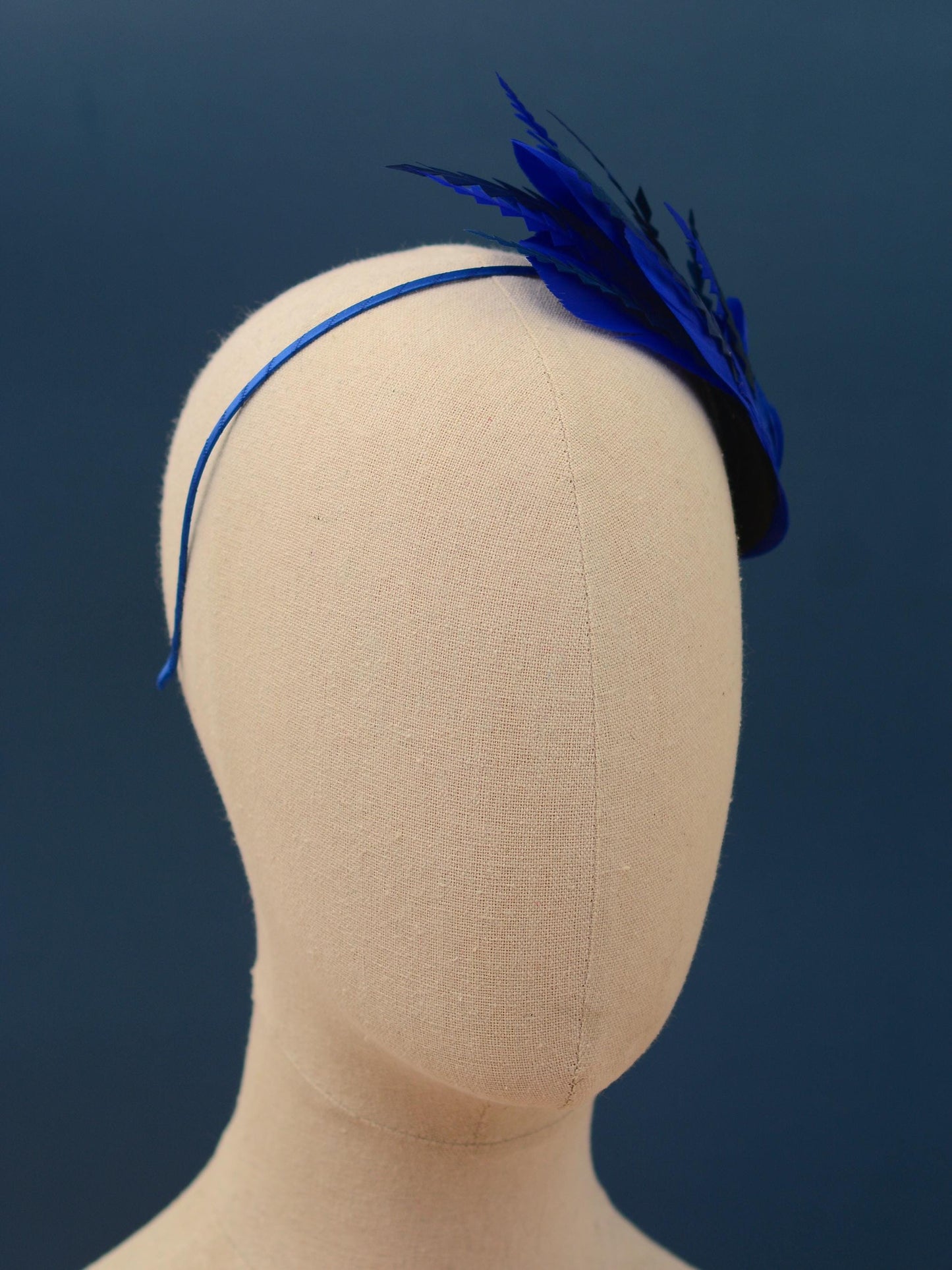 Cobalt Blue Feather Fascinator Headband No.006 | Blue Feather Headband | Blue Feather Headpiece