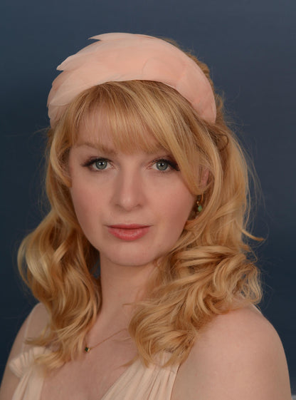 Luxury Blush Pink Goose Feather Bandeau Headband Fascinator | Feather Hat | Wedding Fascinator