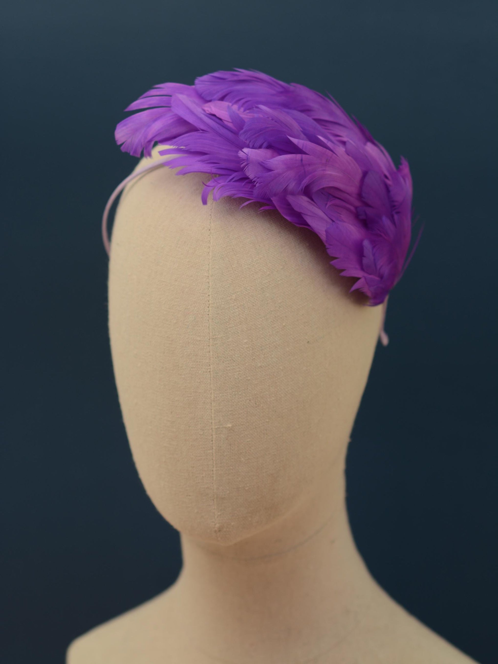 Cosmic Purple Feather Fascinator Headband No.014 | Purple Feather Headband | Purple Feather Headpiece