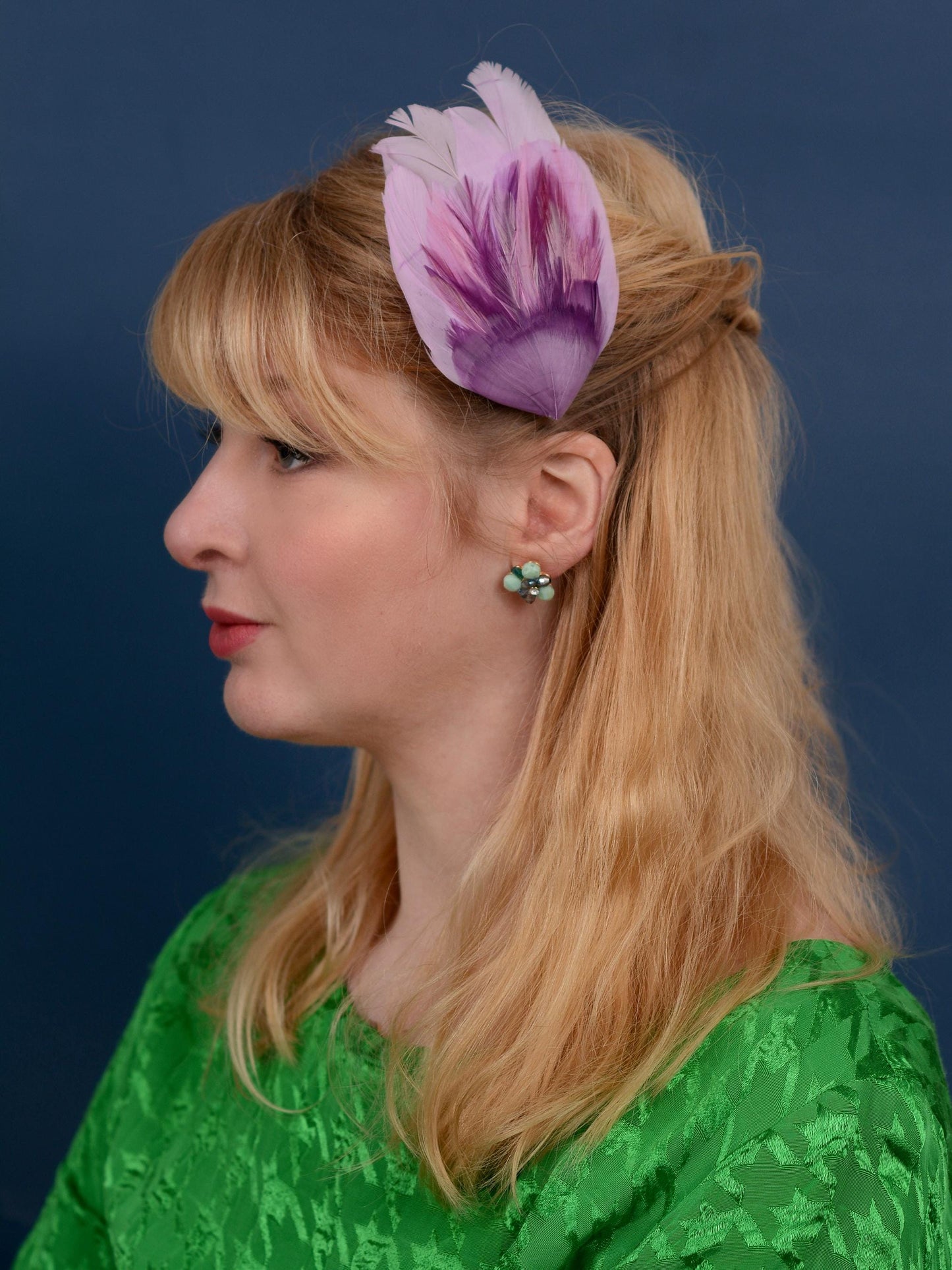 Unique Feather Hair Clip in Shades of Purple No.73, Feather Fascinator