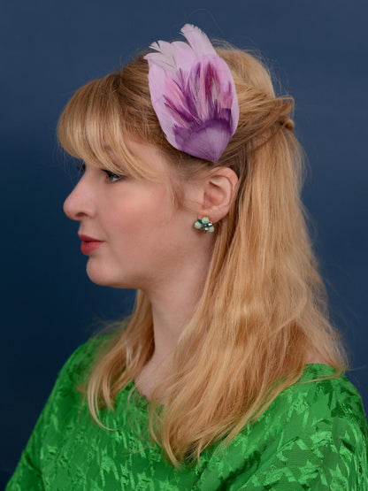 Unique Feather Hair Clip in Shades of Purple No.73, Feather Fascinator