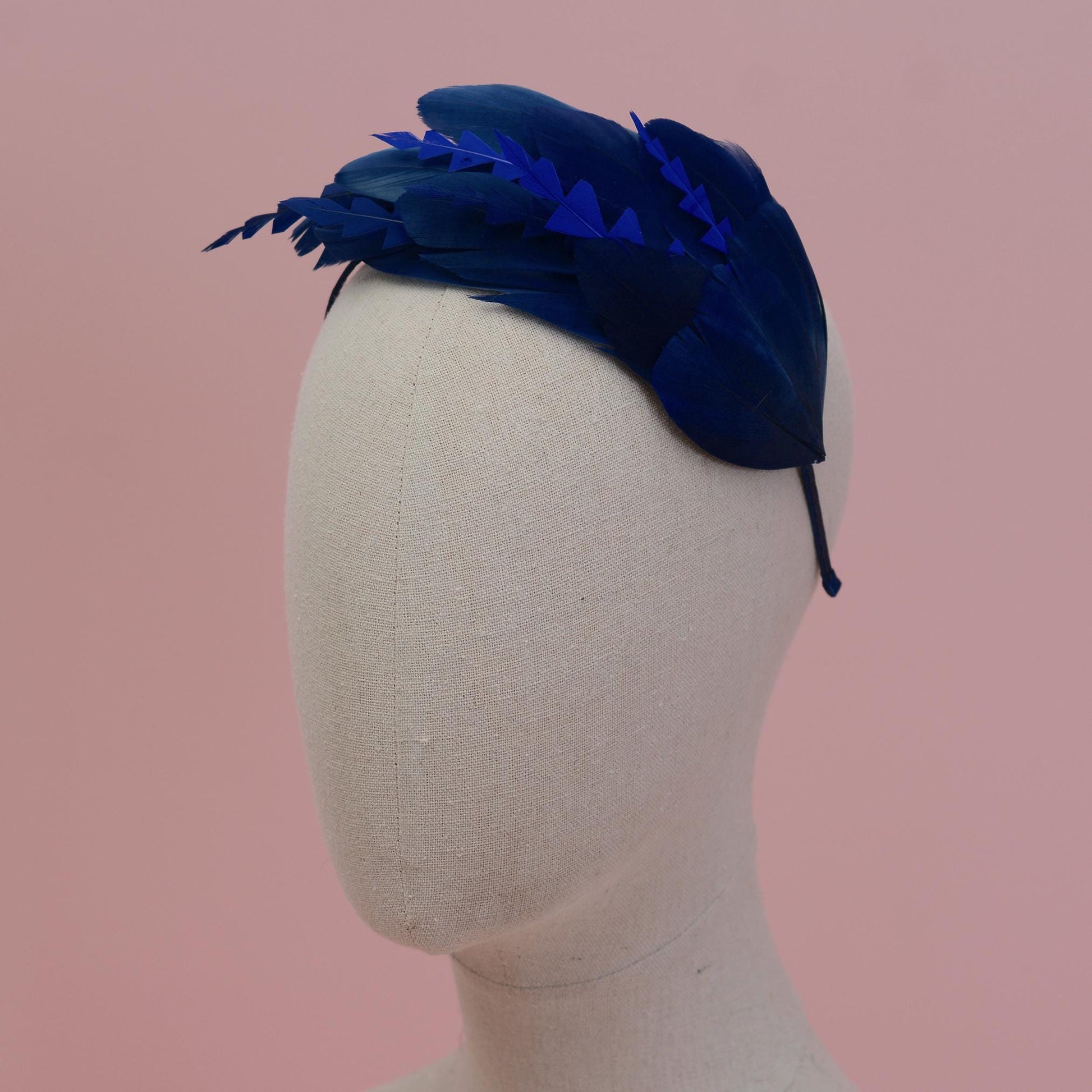 Navy Blue Feather Fascinator Headband No.002 | Blue Feather Headband | Blue Feather Headpiece