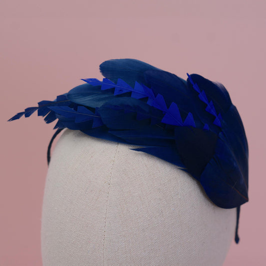 Navy Blue Feather Fascinator Headband No.002 | Blue Feather Headband | Blue Feather Headpiece