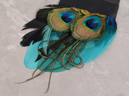 Teal and Green Peacock Feather Pocket Square No.209 | Suit Accessory | Feather Neck Tie | Grooms Outfit | Groomsmen Gift | Wedding
