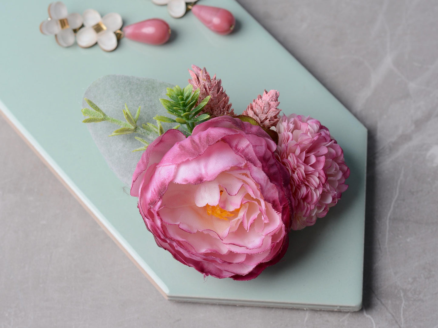 Ranuculus Hair Clip in Pink and White | Silk Flower Hair Clip | Bridal Hair Clip | Bridesmaids Hair Clip | Floral Headpiece