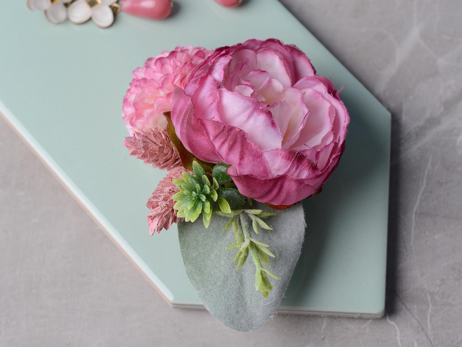 Ranuculus Hair Clip in Pink and White | Silk Flower Hair Clip | Bridal Hair Clip | Bridesmaids Hair Clip | Floral Headpiece