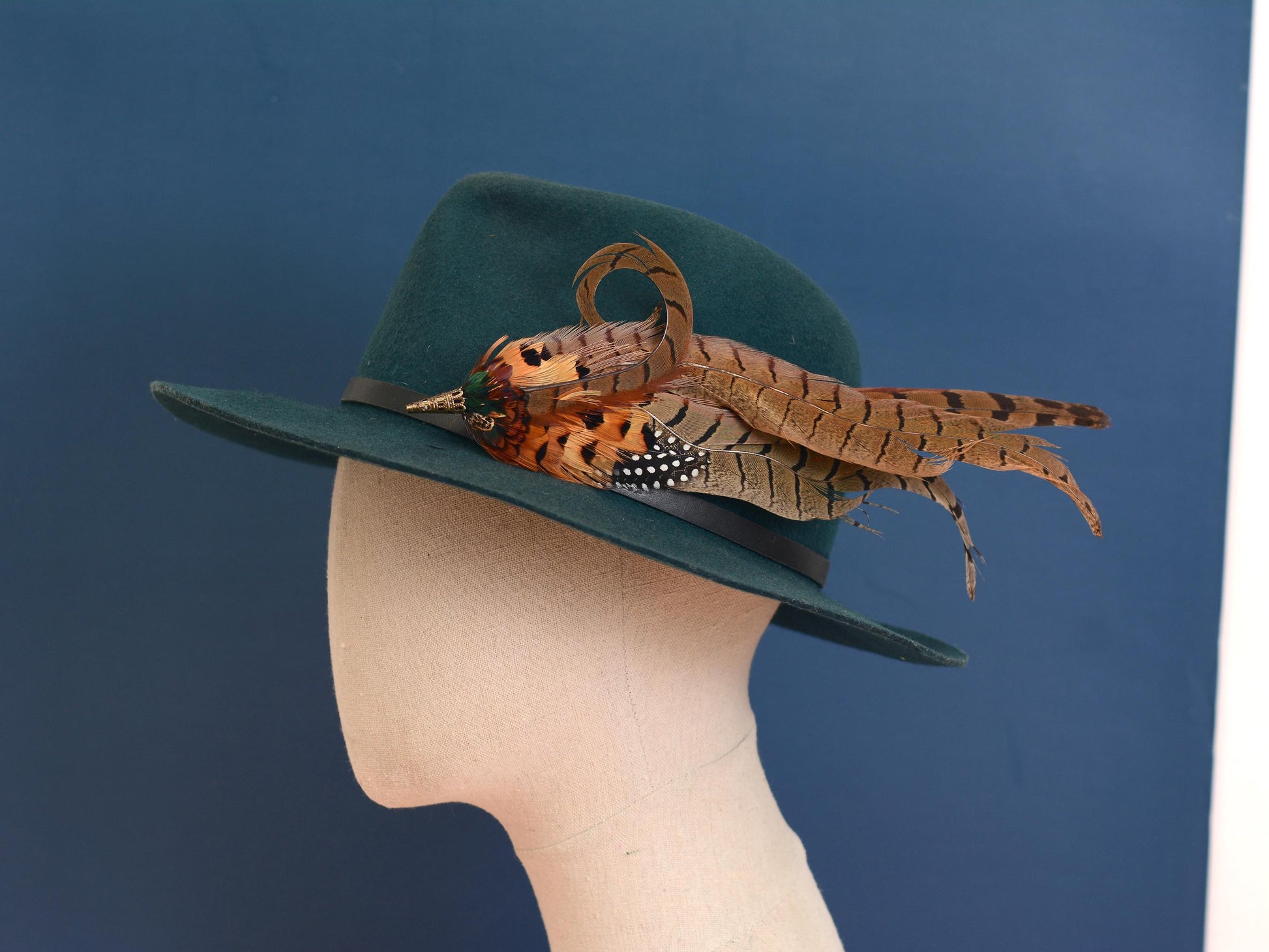 Luxury Pheasant Feather Hat Pin No.327 | Unique Pheasant Feather Boutonniere | Pheasant Feather Brooch