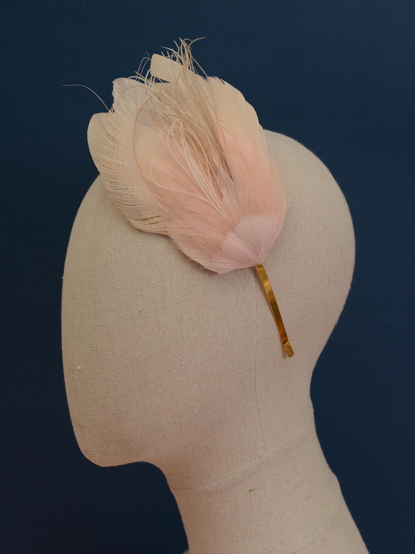 Ombre Blush Pink and Ivory Feather Fascinator Headband No.010 | Pink Feather Headband | Pink Feather Headpiece