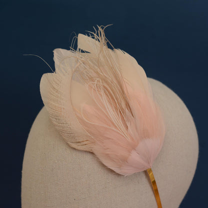 Ombre Blush Pink and Ivory Feather Fascinator Headband No.010 | Pink Feather Headband | Pink Feather Headpiece