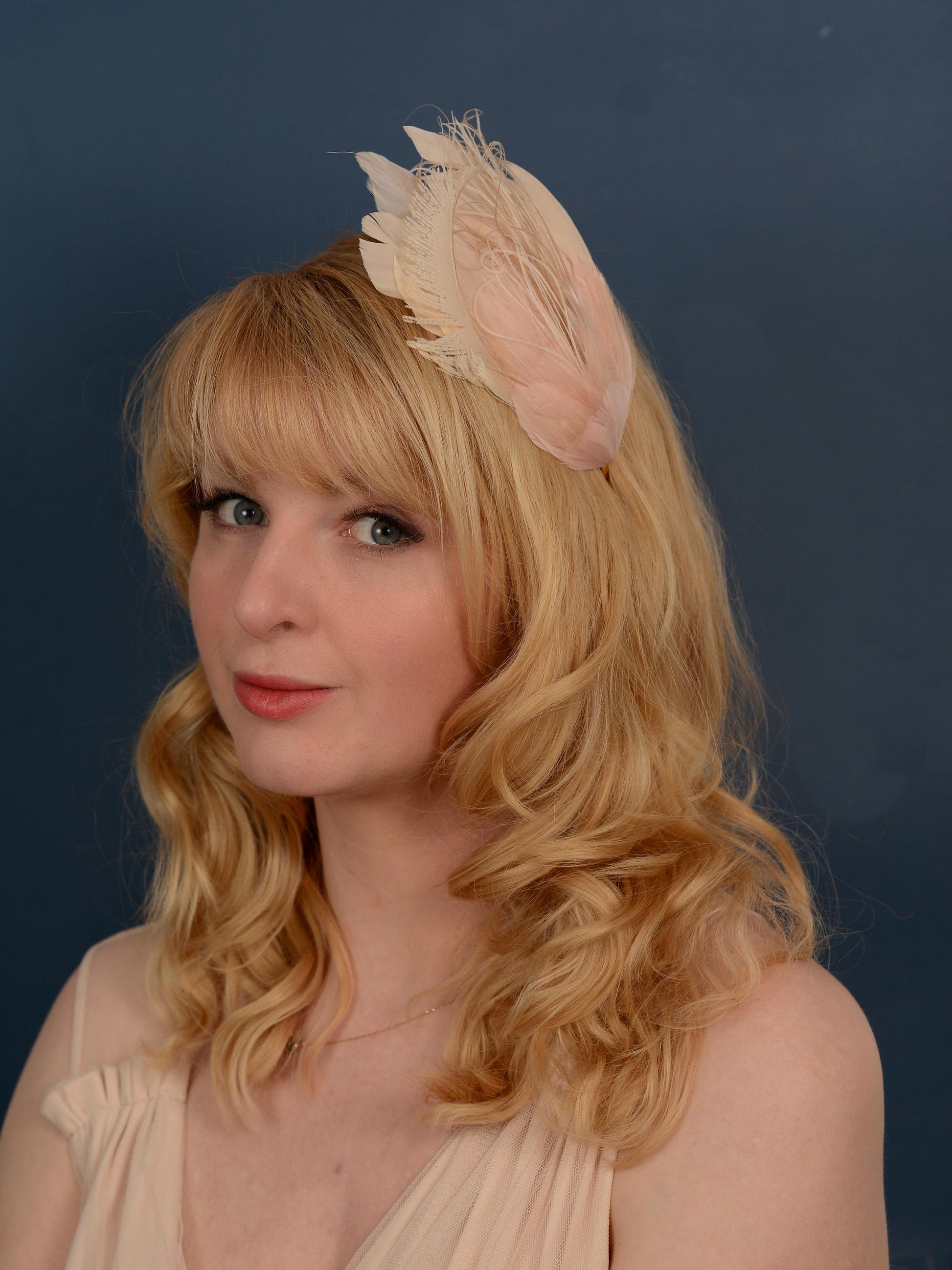 Ombre Blush Pink and Ivory Feather Fascinator Headband No.010 | Pink Feather Headband | Pink Feather Headpiece