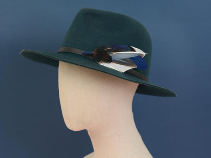 Duck Feather Brooch Hat Pin in Shades of Blue No.319 | Feather Boutonniere | Feather Hat Pin | Grooms Outfit
