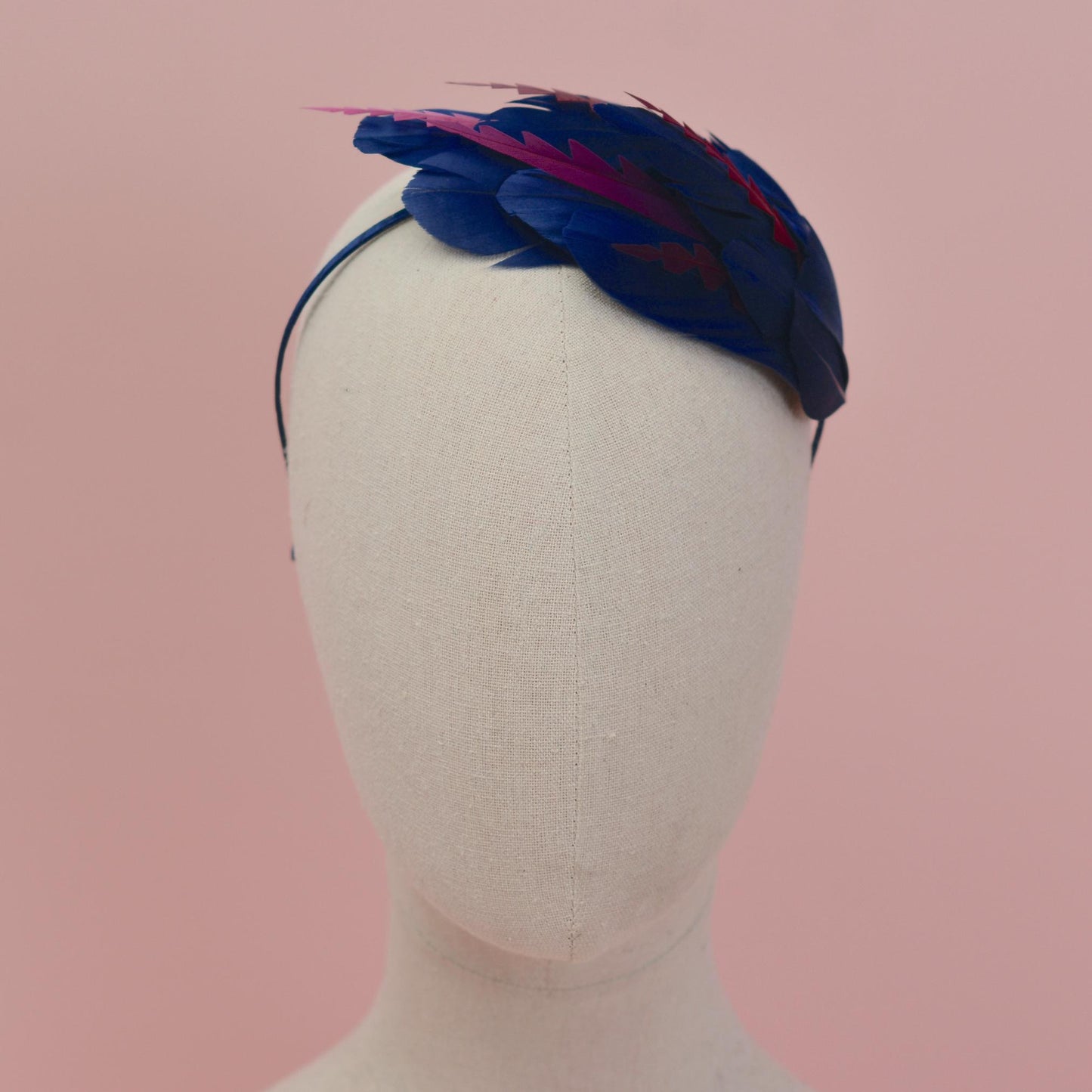 Navy Blue and Burgundy Feather Fascinator Headband No.003 | Blue Feather Headband | Blue Feather Headpiece