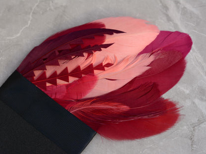 Ombre Crimson and Coral Goose Feather Pocket Square No.286 | Suit Accessory | Feather Neck Tie | Grooms Outfit | Groomsmen
