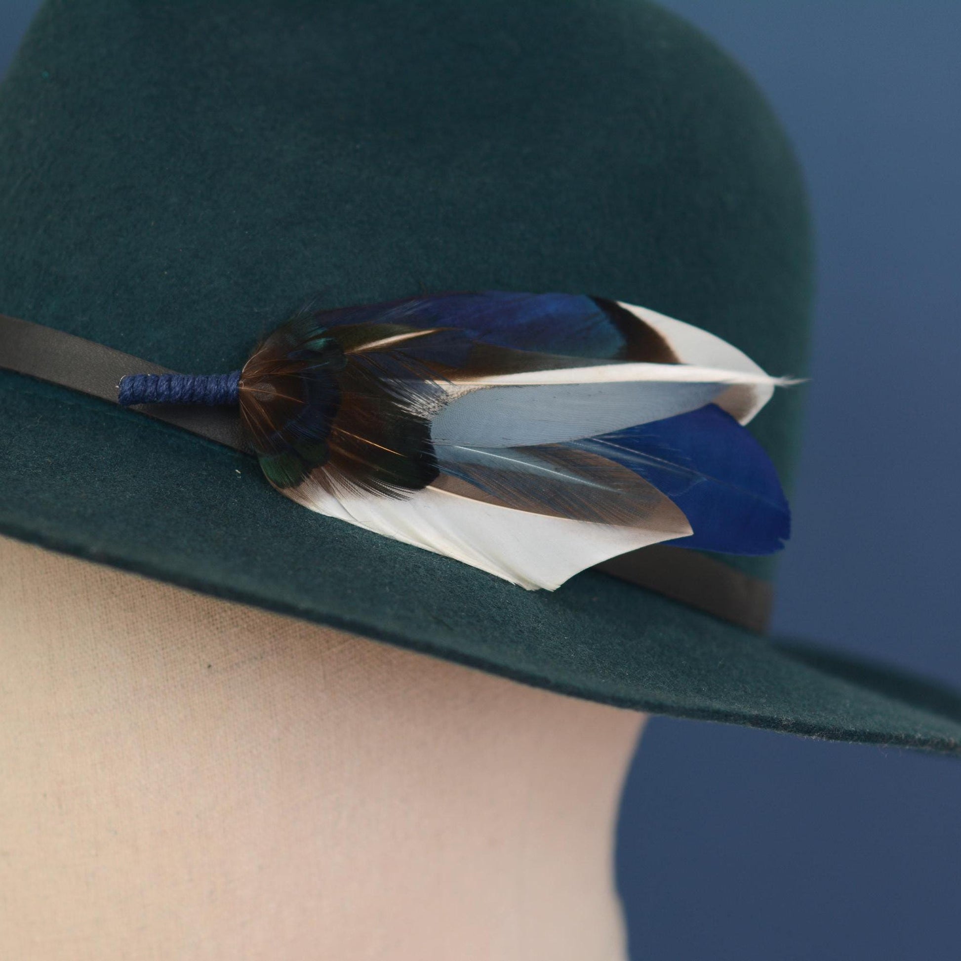 Duck Feather Brooch Hat Pin in Shades of Blue No.319 | Feather Boutonniere | Feather Hat Pin | Grooms Outfit