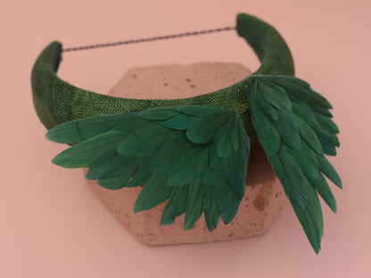 Bird Wing Green Halo Bandeau Fascinator Headband