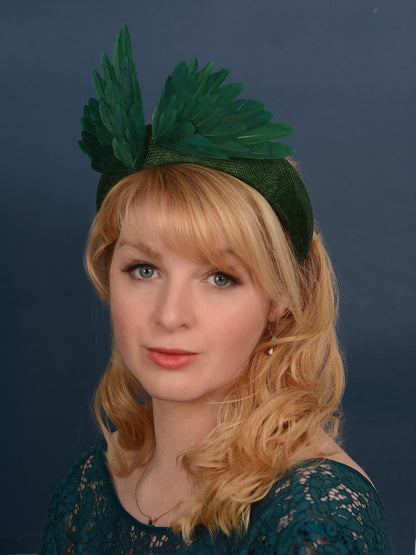 Bird Wing Green Halo Bandeau Fascinator Headband