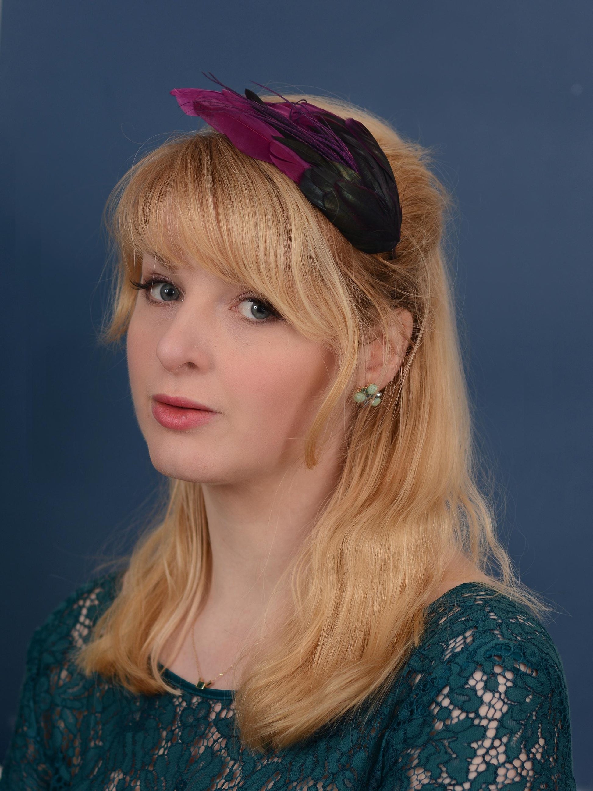Plum Purple Feather Headband No.007 | Purple Feather Fascinator | Feather Headpiece