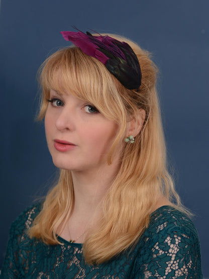 Plum Purple Feather Headband No.007 | Purple Feather Fascinator | Feather Headpiece
