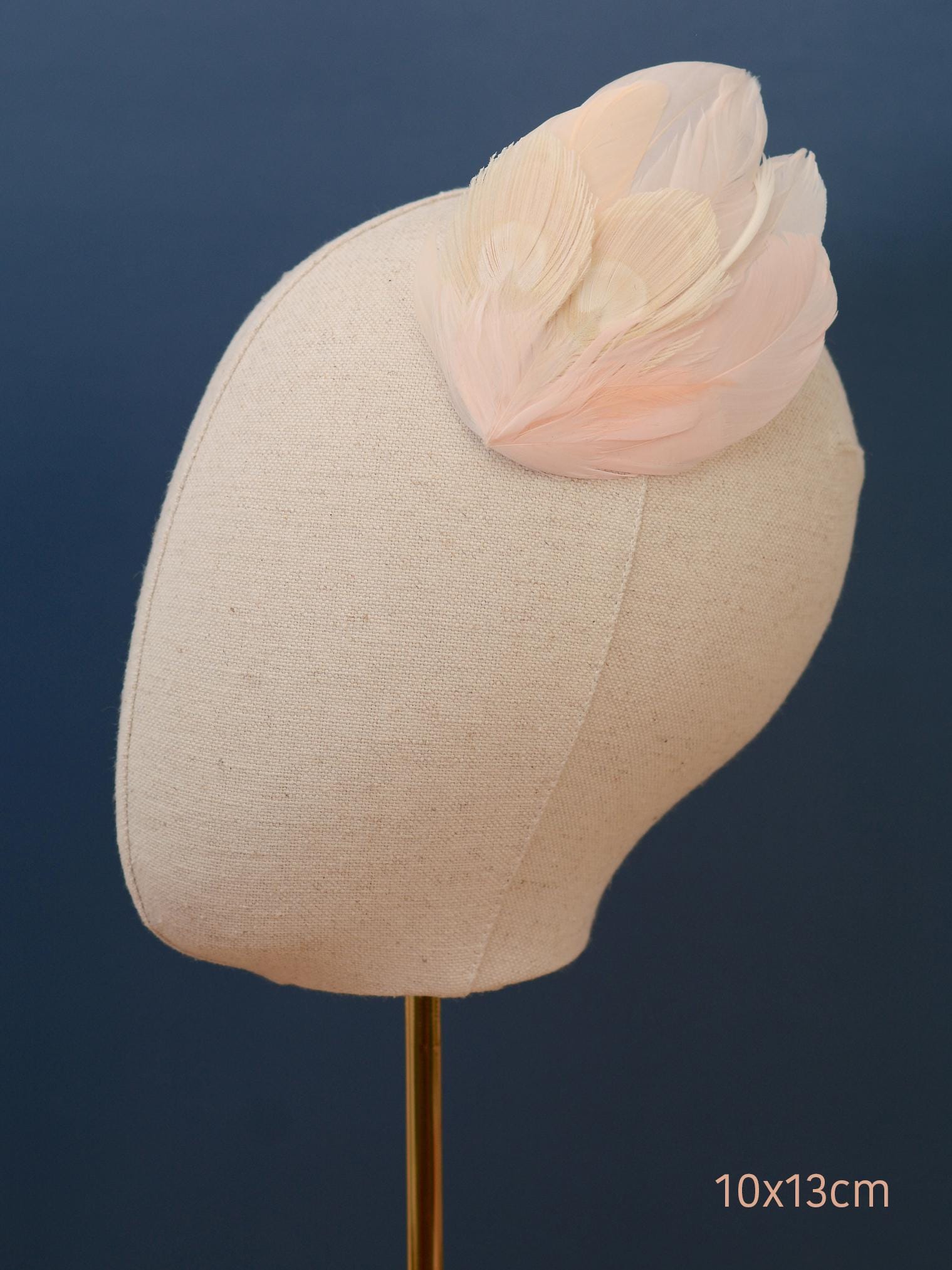 Peacock Feather Hair Clip in Ivory and Blush Pink No.32 | Bridal Feather Hair Clip | Blush Feather Fascinator