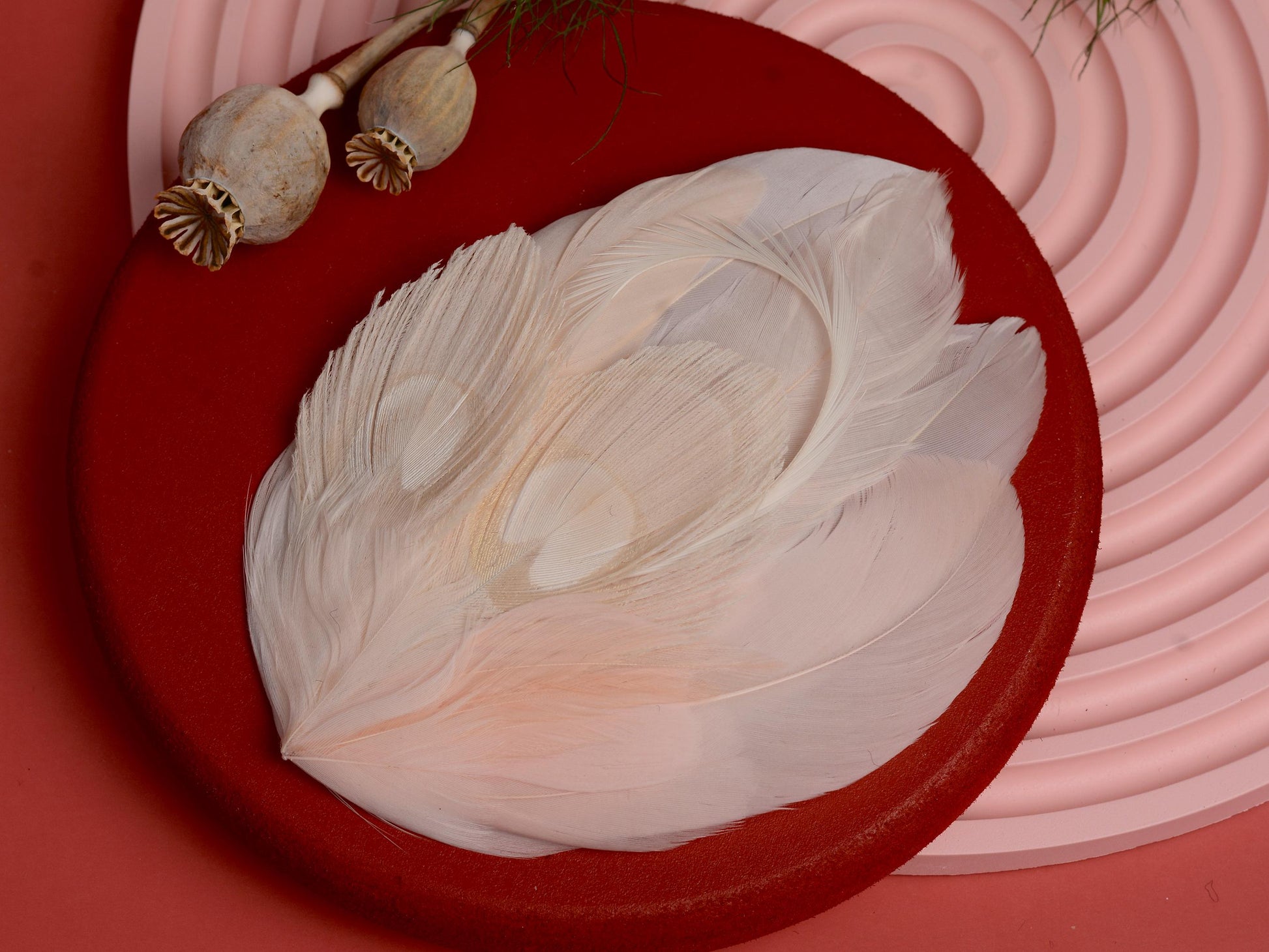 Peacock Feather Hair Clip in Ivory and Blush Pink No.32 | Bridal Feather Hair Clip | Blush Feather Fascinator