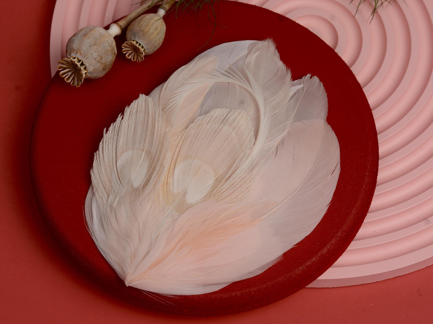 Peacock Feather Hair Clip in Ivory and Blush Pink No.32 | Bridal Feather Hair Clip | Blush Feather Fascinator