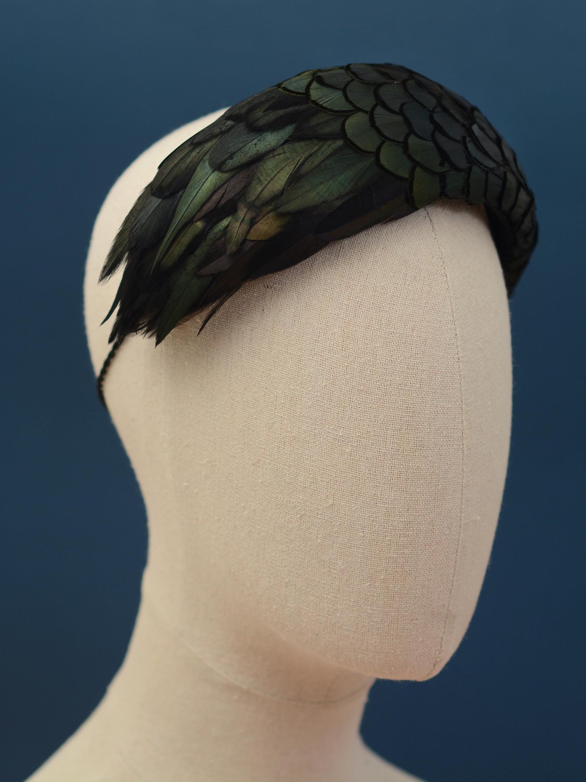 Black / Green Pheasant Feather Bandeau Headband Fascinator | Pheasant Feather Hat | Wedding Fascinator
