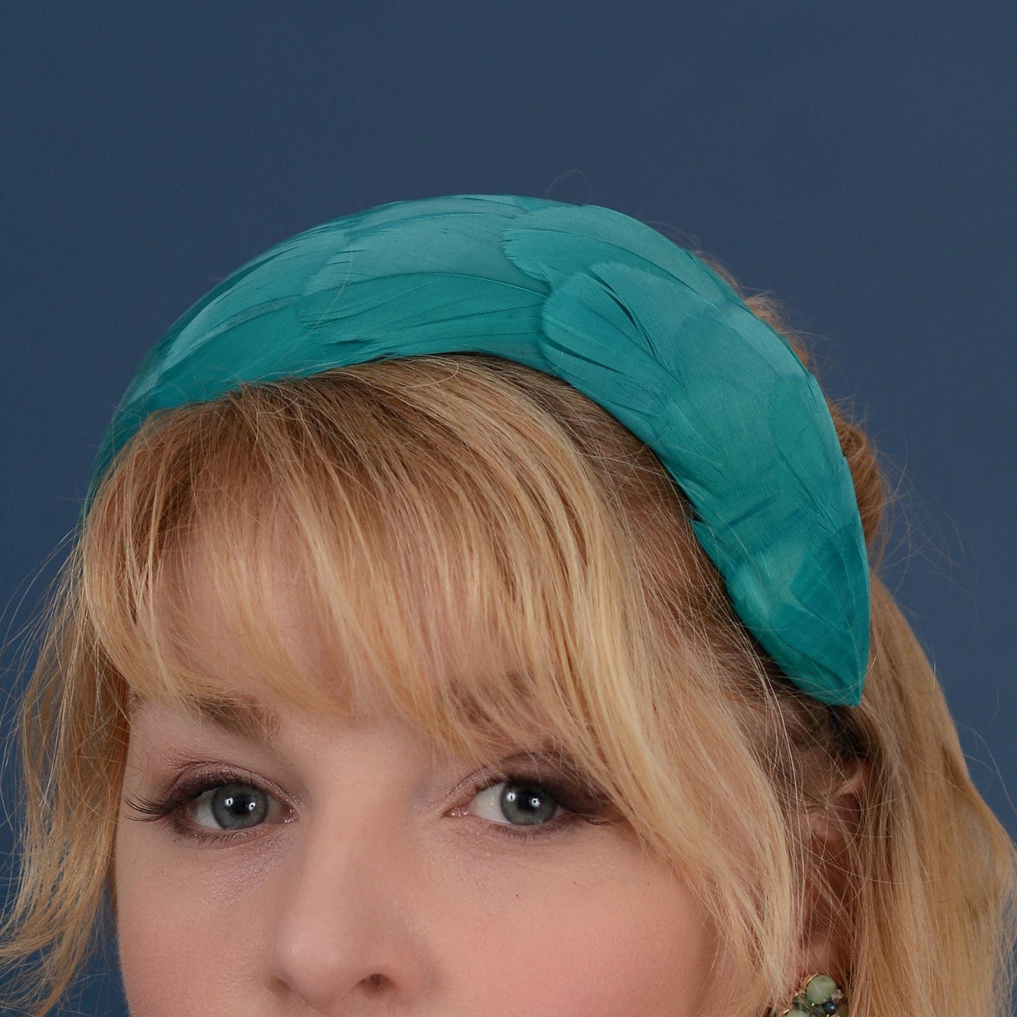 Luxury Teal Goose Feather Bandeau Headband Fascinator | Feather Hat | Wedding Fascinator