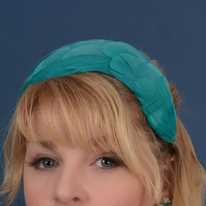 Luxury Teal Goose Feather Bandeau Headband Fascinator | Feather Hat | Wedding Fascinator